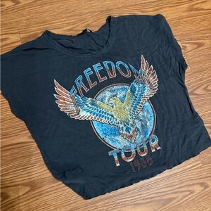 Lalaland Small Cropped Freedom Tour 1988 Black T-Shirt Distressed